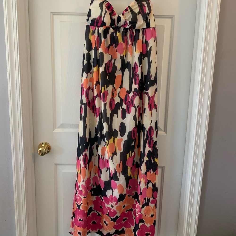 Strapless Floral Print Maxi Dress